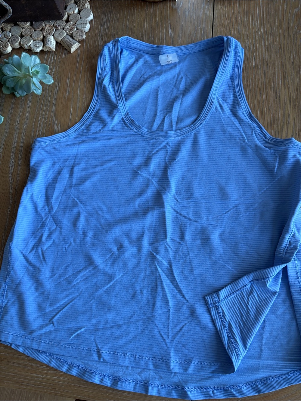Women’s Blue Ribbed Athletic Tank Top